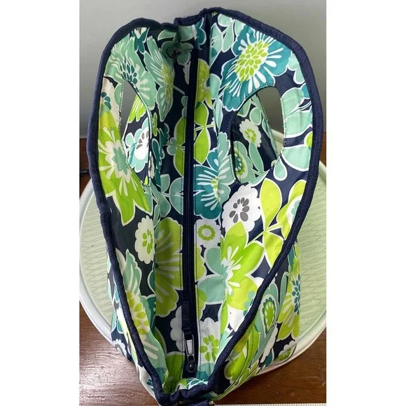 Thirty‎ One Thermal Tote Floral Lunch picnic Bag Cooler Blue/Green Sz.15x21x10" - Picture 7 of 11